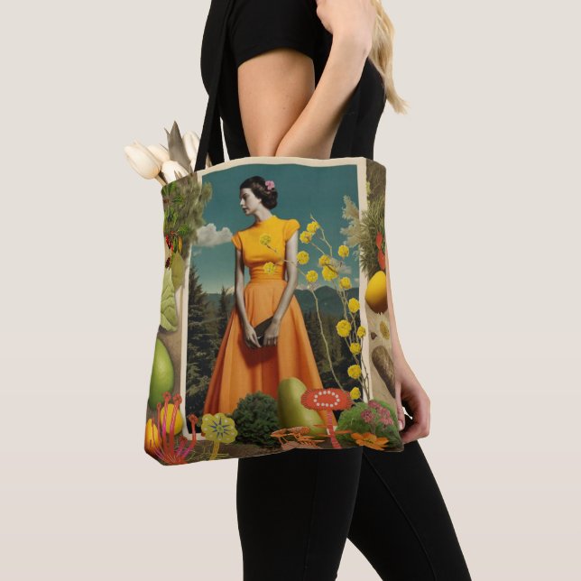 Vintage Botanical Collage Tote Bag (Close Up)