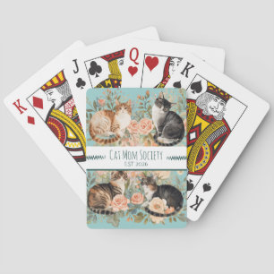 Vintage Botanical Cottagecore Cat Lover Gift Playing Cards
