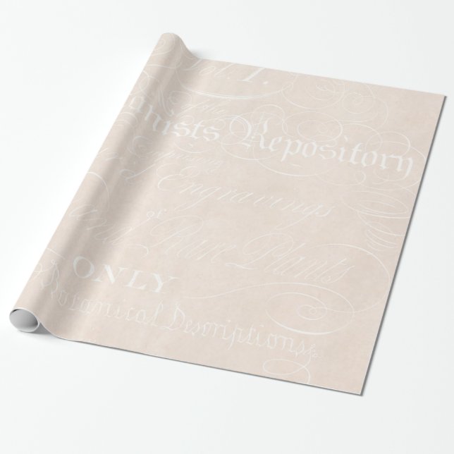 Vintage Botanical Cream Beige Text Parchment Paper (Unrolled)