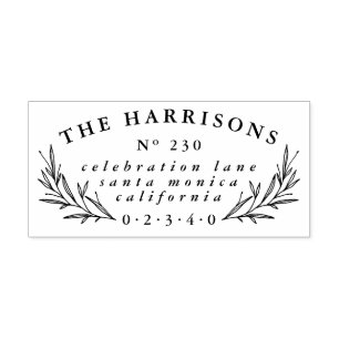 Vintage Botanical Custom Name & Return Address Rubber Stamp