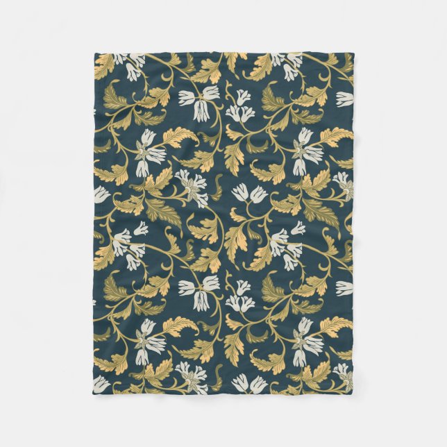 Vintage Botanical Elegance   Fleece Blanket (Front)