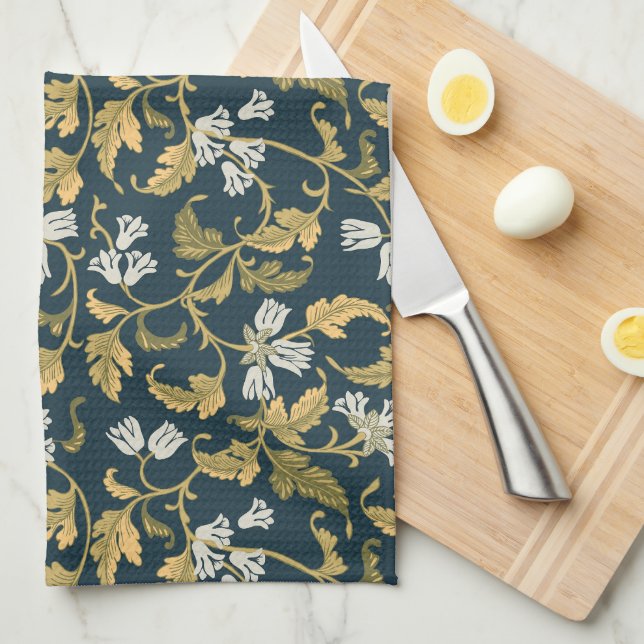 Vintage Botanical Elegance   Tea Towel (Quarter Fold)