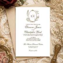 Vintage Botanical Elegance Wedding Invitation