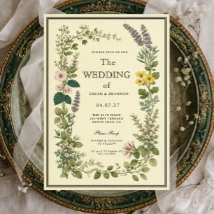 Vintage Botanical Elegant Wedding Invitation