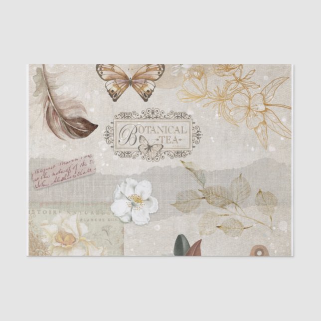 Vintage Botanical Ephemera Tissue Paper (Front)