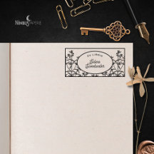 Vintage Botanical Ex Libris Bookplate Rubber Stamp