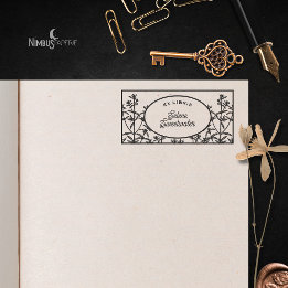 Vintage Botanical Ex Libris Bookplate Rubber Stamp