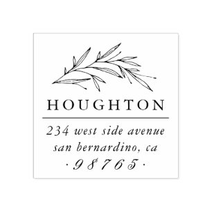 Vintage Botanical Family Name & Return Address Rubber Stamp