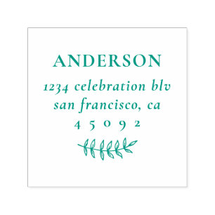 Vintage Botanical Family Name Return Address Self-inking Stamp