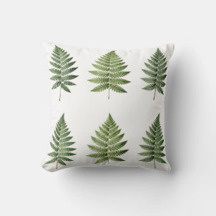 Vintage Botanical Fern Leaves Illustration Pattern Cushion