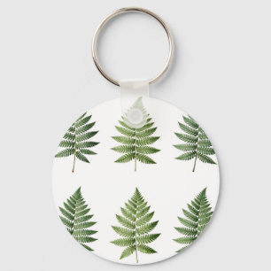 Vintage Botanical Fern Leaves Illustration Pattern Key Ring