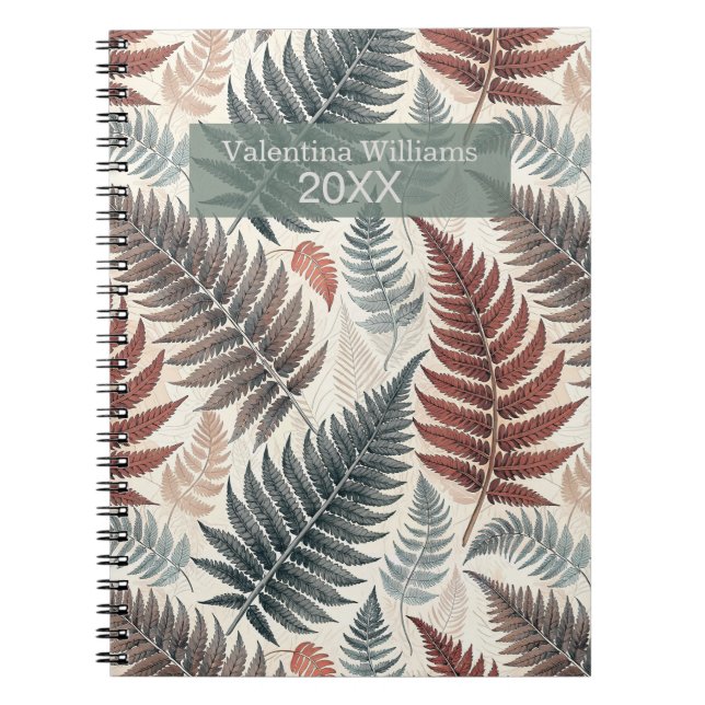 Vintage Botanical Fern Monogram Notebook (Front)
