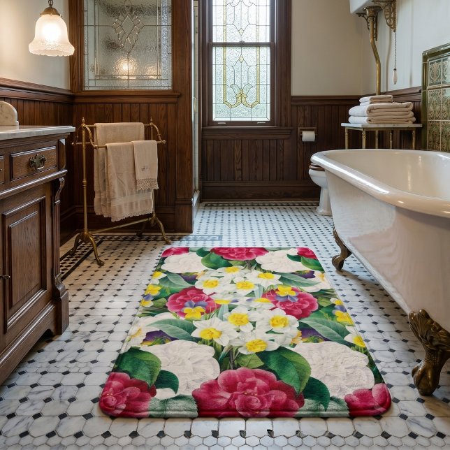 Vintage Botanical Floral Bath Mat (Creator Uploaded)