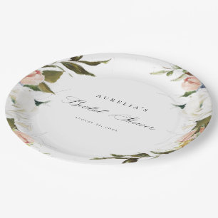 Vintage Botanical Floral Bridal Shower Paper Plate