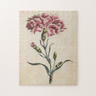 Vintage Botanical Floral Carnation Jigsaw Puzzle