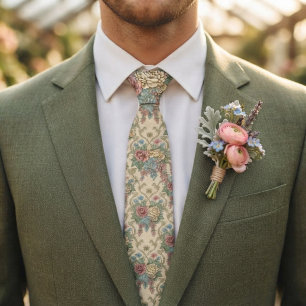 Vintage Botanical Floral Cottagecore Tie