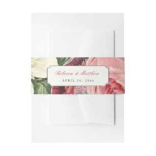 Vintage Botanical Floral Elegant Wedding Invitation Belly Band