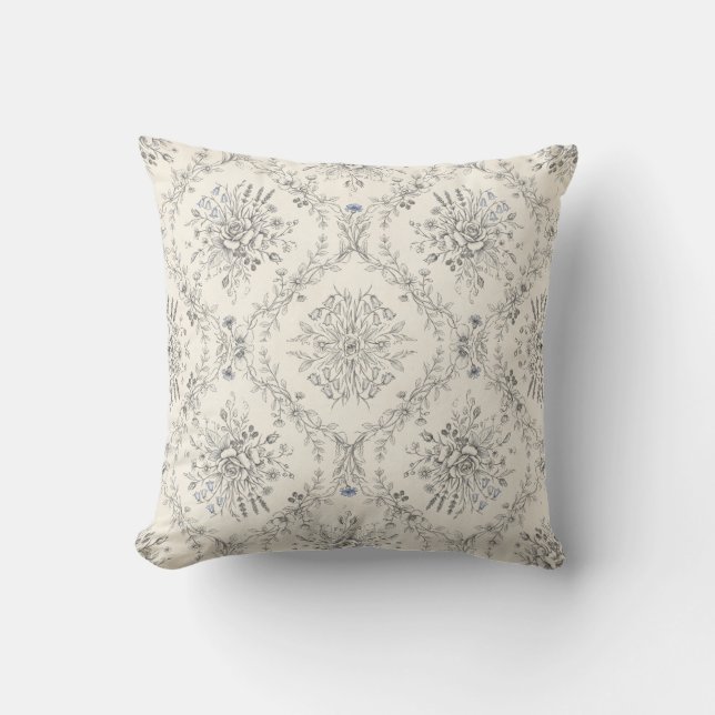 Vintage Botanical Floral Garden Pattern Cushion (Front)