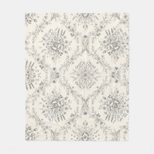 Vintage Botanical Floral Garden Pattern Fleece Blanket