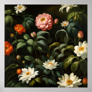 Vintage Botanical Floral Garden Still Life Poster