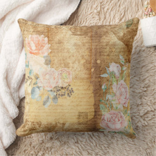 Vintage Botanical Floral Illustration Cushion