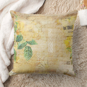 Vintage Botanical Floral Illustration Cushion