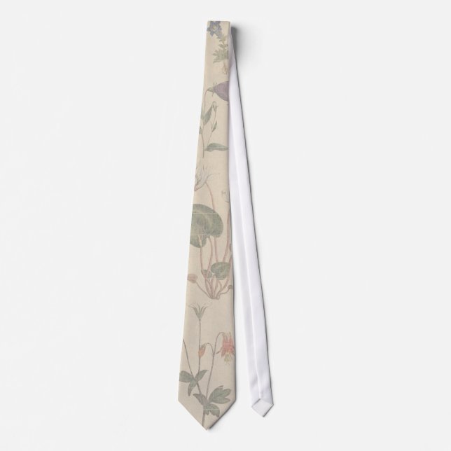 Vintage Botanical Floral Linen Tie (Front)