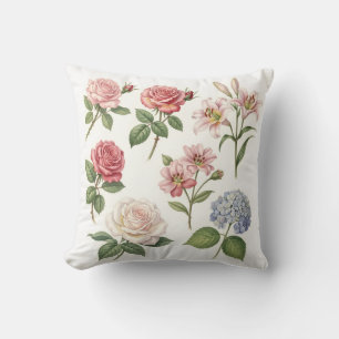 Vintage Botanical Floral Medley Decorative Cushion