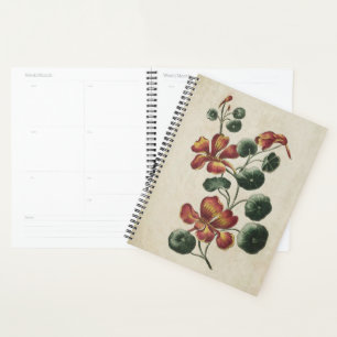 Vintage Botanical Floral Nasturtium Planner