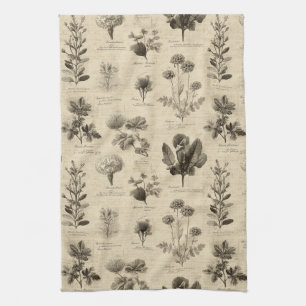 Vintage Botanical Floral Pattern (11) Tea Towel