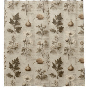 Vintage Botanical Floral Pattern (12) Shower Curtain