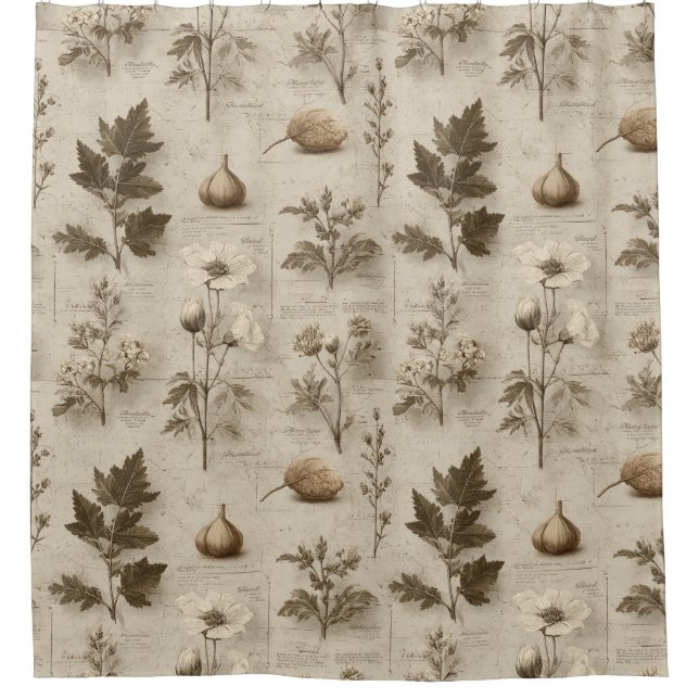 Vintage Botanical Floral Pattern (12) Shower Curtain (Front)