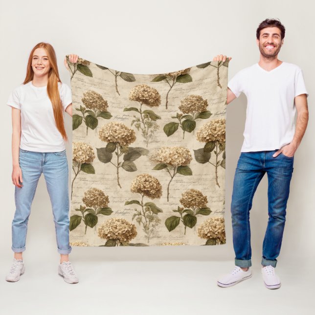 Vintage Botanical Floral Pattern (1) Fleece Blanket (In Situ)