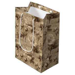 Vintage Botanical Floral Pattern (1) Medium Gift Bag