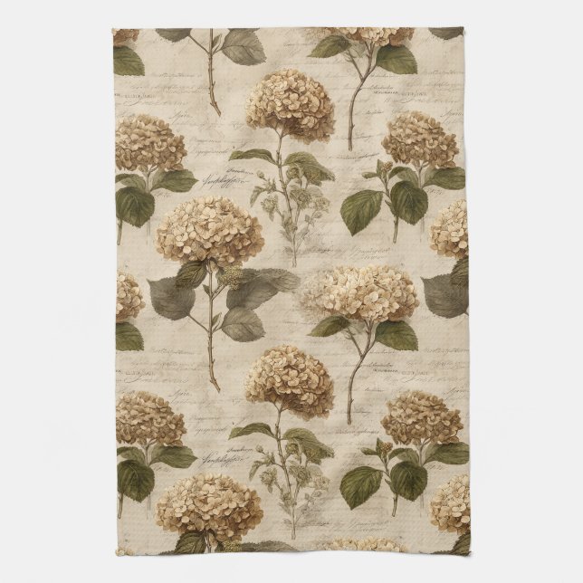 Vintage Botanical Floral Pattern (1) Tea Towel (Vertical)