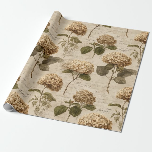 Vintage Botanical Floral Pattern (1) Wrapping Paper (Unrolled)