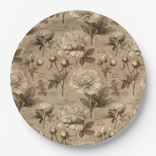 Vintage Botanical Floral Pattern (2) Paper Plate