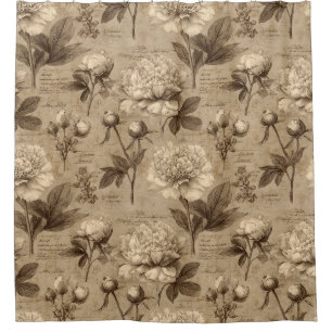 Vintage Botanical Floral Pattern (2) Shower Curtain