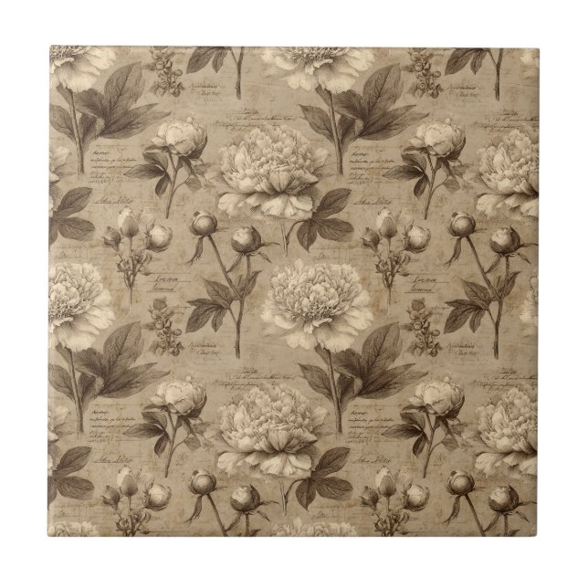 Vintage Botanical Floral Pattern (2) Tile (Front)