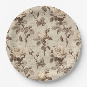 Vintage Botanical Floral Pattern (5) Paper Plate