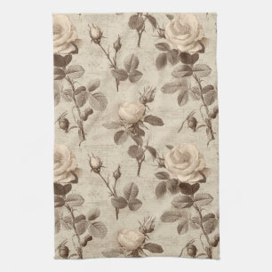 Vintage Botanical Floral Pattern (5) Tea Towel