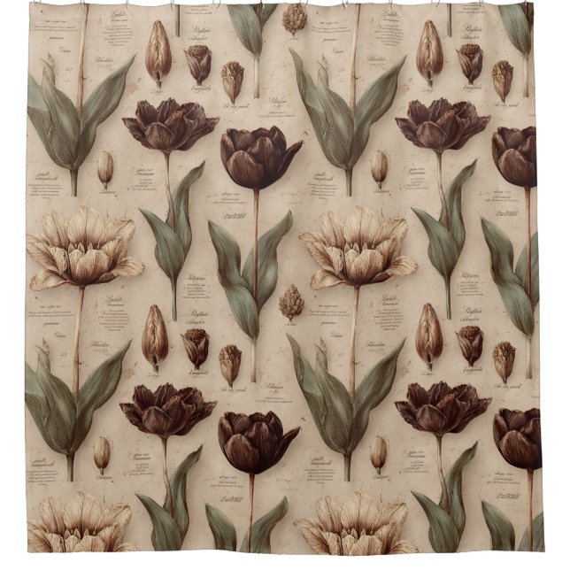 Vintage Botanical Floral Pattern (6) Shower Curtain (Front)