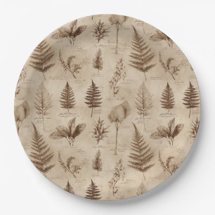 Vintage Botanical Floral Pattern (7) Paper Plate
