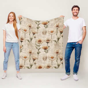 Vintage Botanical Floral Pattern (8) Fleece Blanket