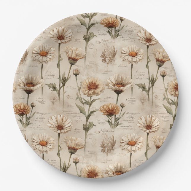 Vintage Botanical Floral Pattern (8) Paper Plate (Front)