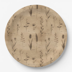 Vintage Botanical Floral Pattern (9) Paper Plate