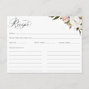 Vintage Botanical Floral Recipe Card