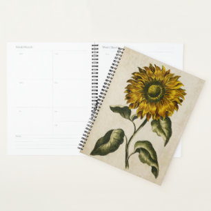 Vintage Botanical Floral Sunflower Planner