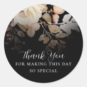 Vintage Botanical Floral Thank You Favour Classic Round Sticker