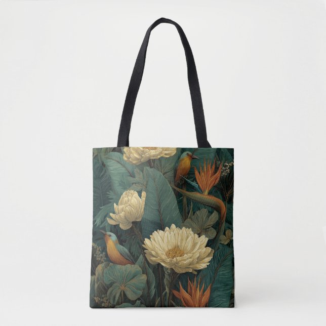 Vintage Botanical Floral Tote Bag | Boho Nature  (Front)